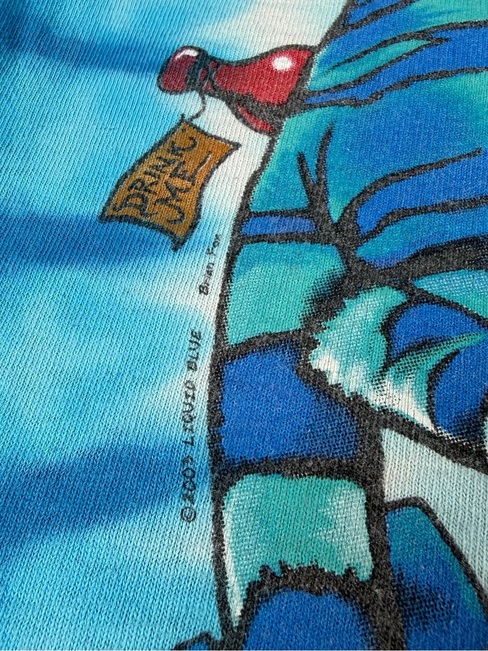 Liquid Blue Blue & Purple Tie-Dye Magician Graphic Tee Alice in Wonderland 2003 - Picture 11 of 11